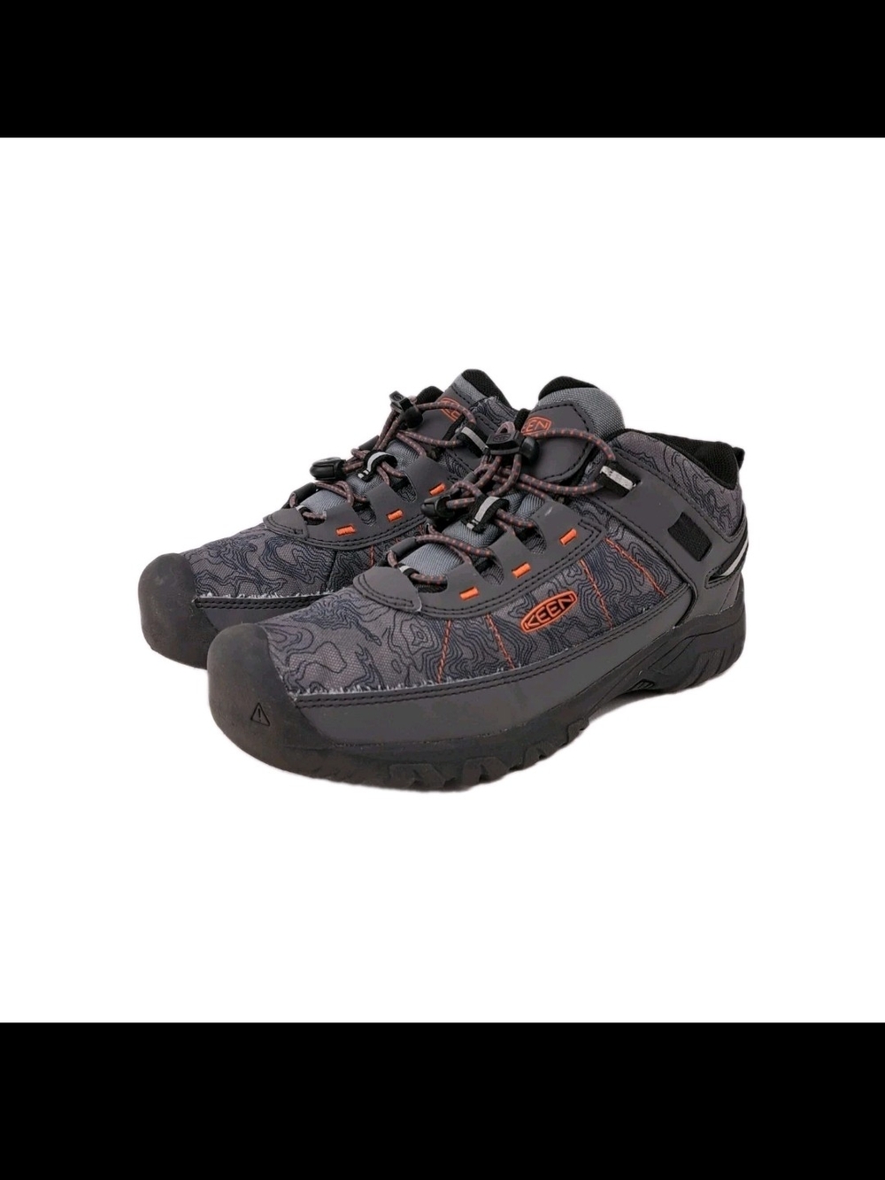 KEEN Big Kids Gray Hiking Shoes with Orange Accents